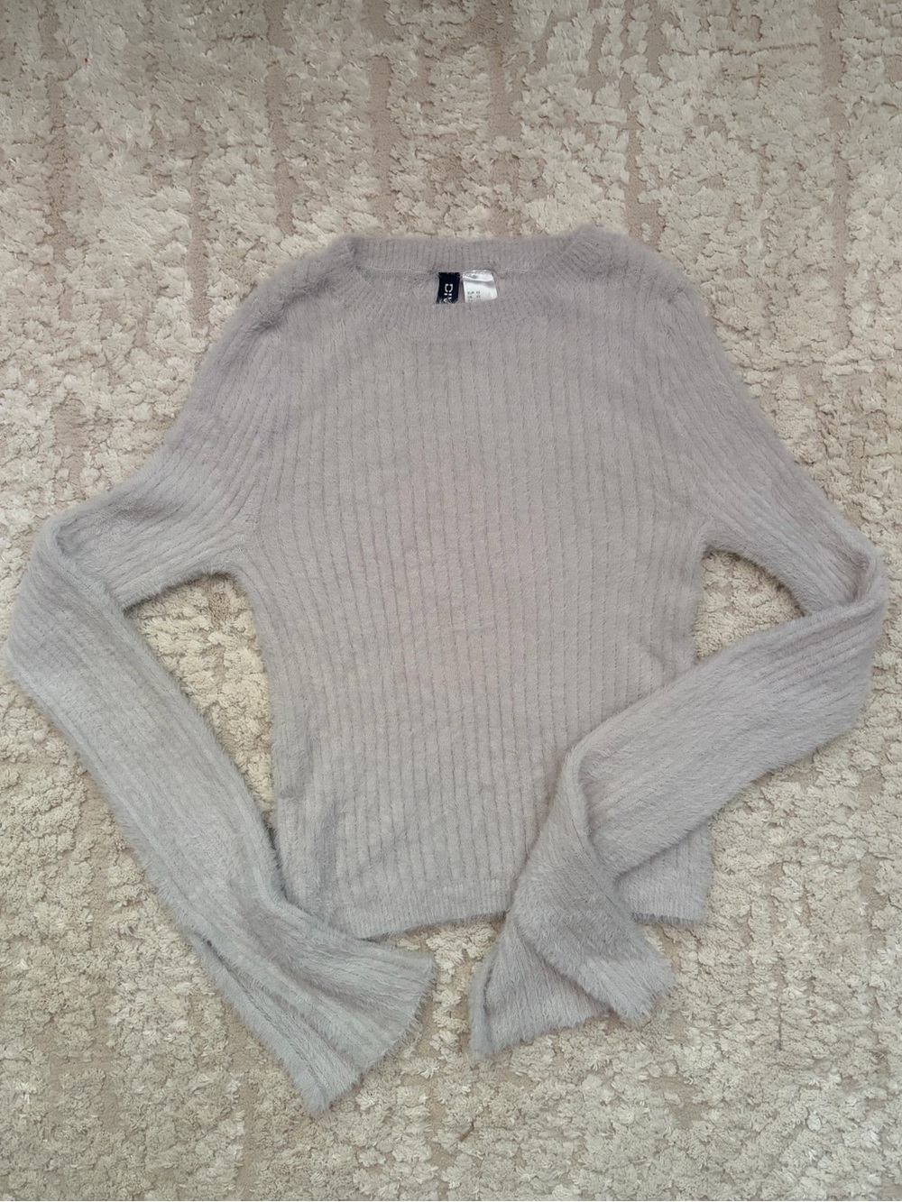 H&M Light Gray Ribbed Crewneck Sweater XS